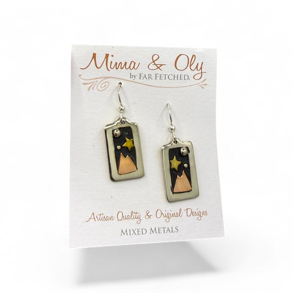 Starry Night in Midnight Mountain Dangle Earrings Artisan Far Fetched Mima Oly
